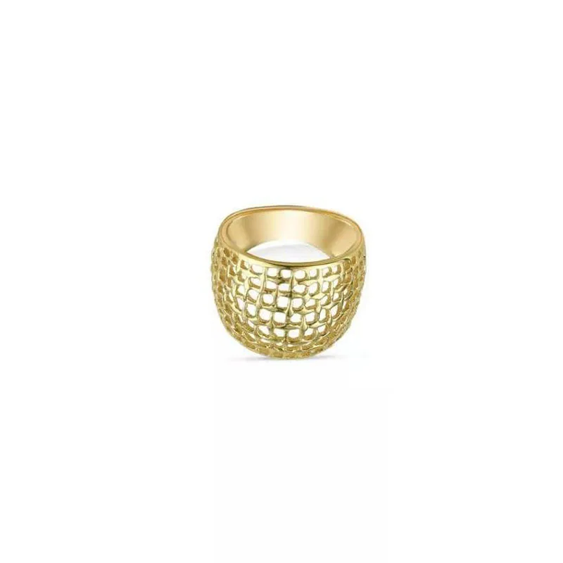 

Fashion Stainless Steel Jewelry 18K Gold Widened Woven Mesh surface Rings