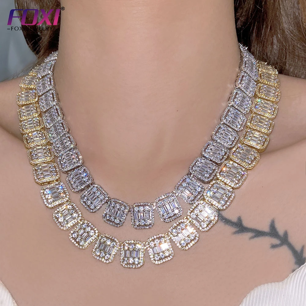 

Foxi jewelry Fashion hip hop GOLD silver plated rectangle hip hop necklace men or women necklace jewelry
