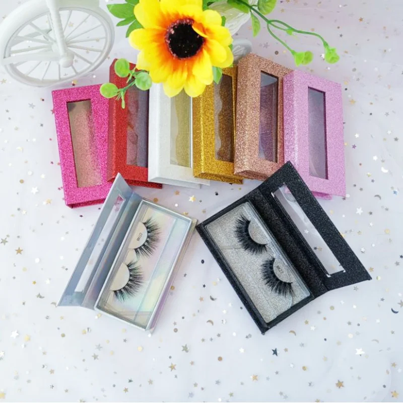 MK series custom glitter magnetic lash box 3d mink lashes vender natural crisscross fluffy mink eyelash