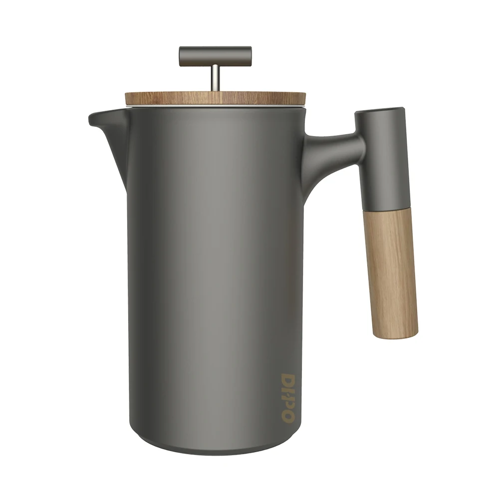 

Hot selling portable 600ml ceramic hand coffee pot Customizable French press ceramic coffee pot with wooden handle, Black, white, gray, red, blue, green, yellow