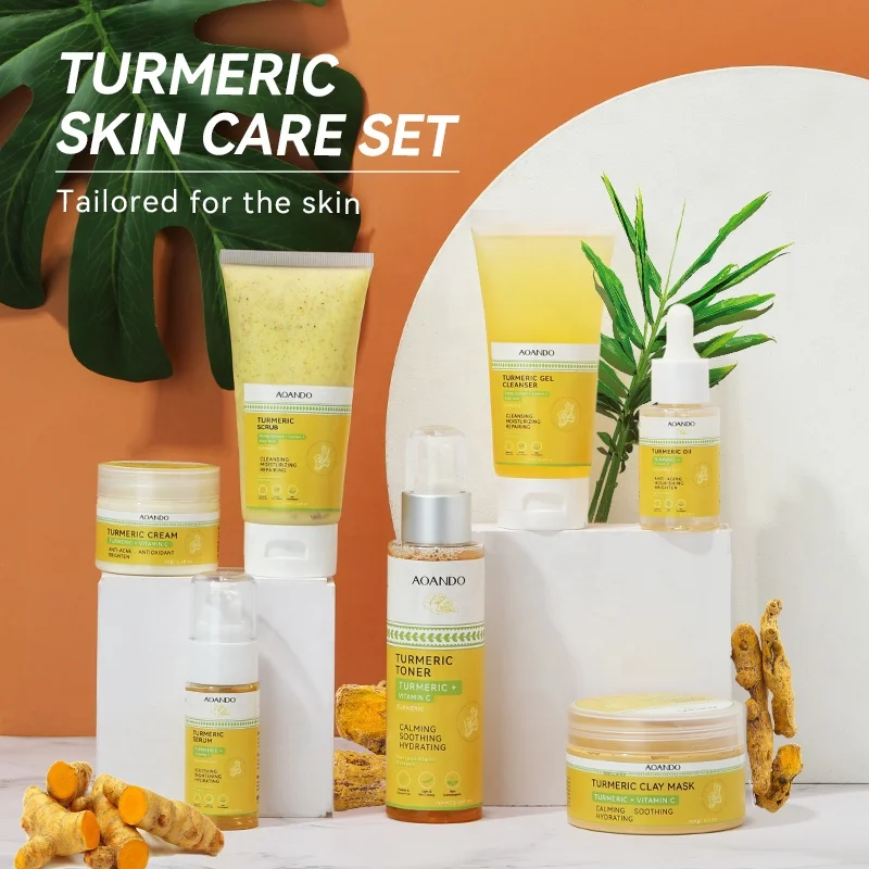 

private label skincare ayurveda turmeric skin care set natural cosmetic manufacturer whitening anti-acne face care product