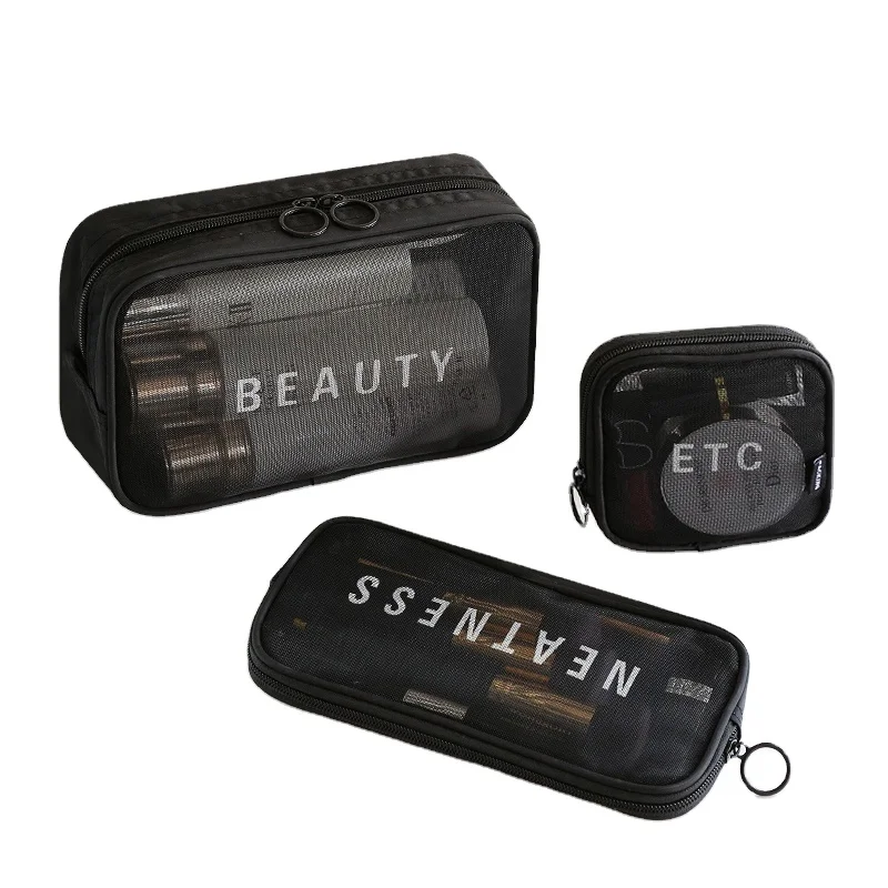 

Makeup Storage Travel Storage Bag Print 3pcs/set Low MOQ 100pcs Cosmetic Storage Zipper Custom Logo 1pc/oppbag Hollow Out CN;ZHE, Various for choice,or do your color