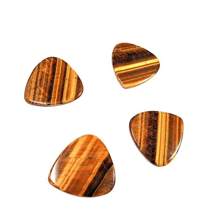 

Tiger eye stone Guitar Picks crystal Guitar Pick Custom Logo Personalized Leather Guitar Pick Pocket Keychain, Natural stone color guitar picks