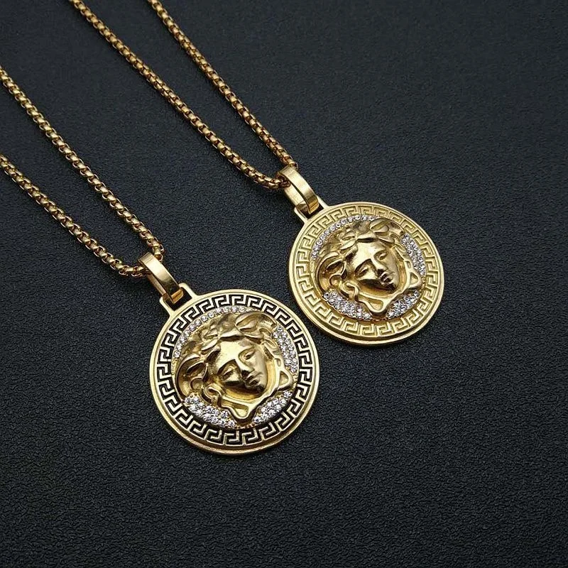 

wholesale hip hop Stainless Steel Popular Charm Pedant Necklace medusa necklace stainless steel gold plated necklace