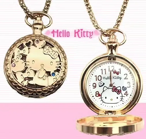 

Cute Cartoon Cat Children Kids Watch Hello Kitty Pocket Watches Reloj De Hell Kitty