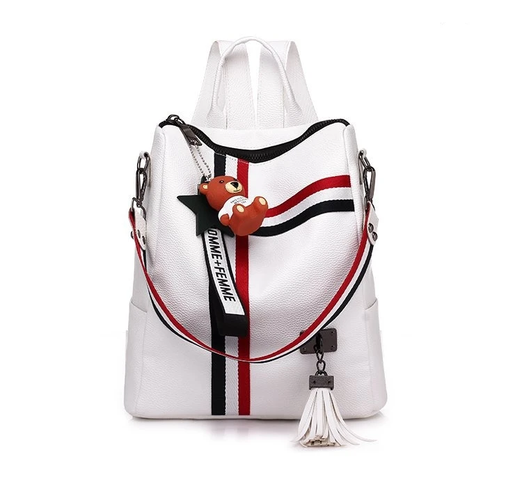 

2021 New Retro Fashion Zipper Ladies Backpack Genuine Leather High Quality School Bag Shoulder Bag For Youth With Tassel, Pictures or special color can be customized