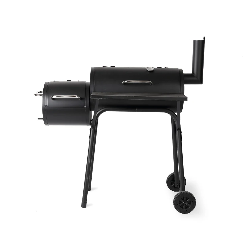 

High Quality Outdoor Camping Heavy Duty Charcoal Smoker BBQ Grill Portable Barrel Charcoal BBQ Barbecue Grill For Outdoor, Black