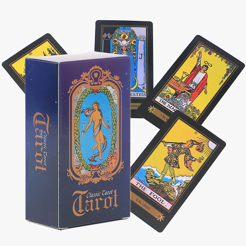 

Amazon hot Spanish English bilingual paper manual classic tarot holographic cards oracle board game cards