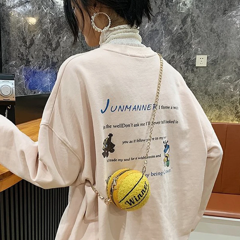 
Women pu leather basketball handbag messenger bag small chain girl shoulder purse 