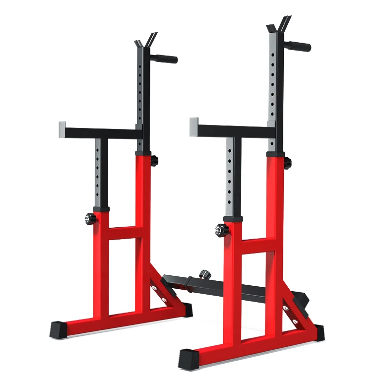 

Professional Weight Lifting Adjustable Barbell Rack Bench Press Multi-Function Squat Rack Stand (Red), Black