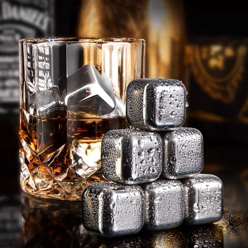 

Bar accessories cooling stones stainless steel 304 whiskey ice cube for cola wine drinks, Silver