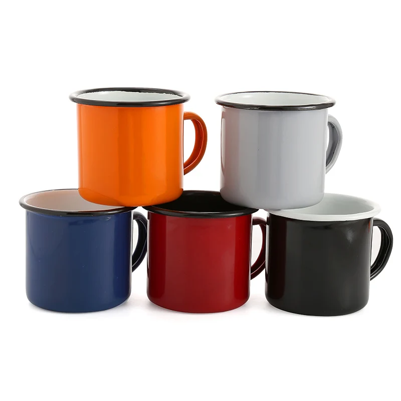 

Wholesale Custom Enamel Ceramic Coffee Mug Bulk Campfire Mugs Colorful Enamel Steel Camping Mug, Customized colors acceptable