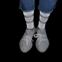 

Men and women couple reflective starry calf sock flashing letters custom logo socks