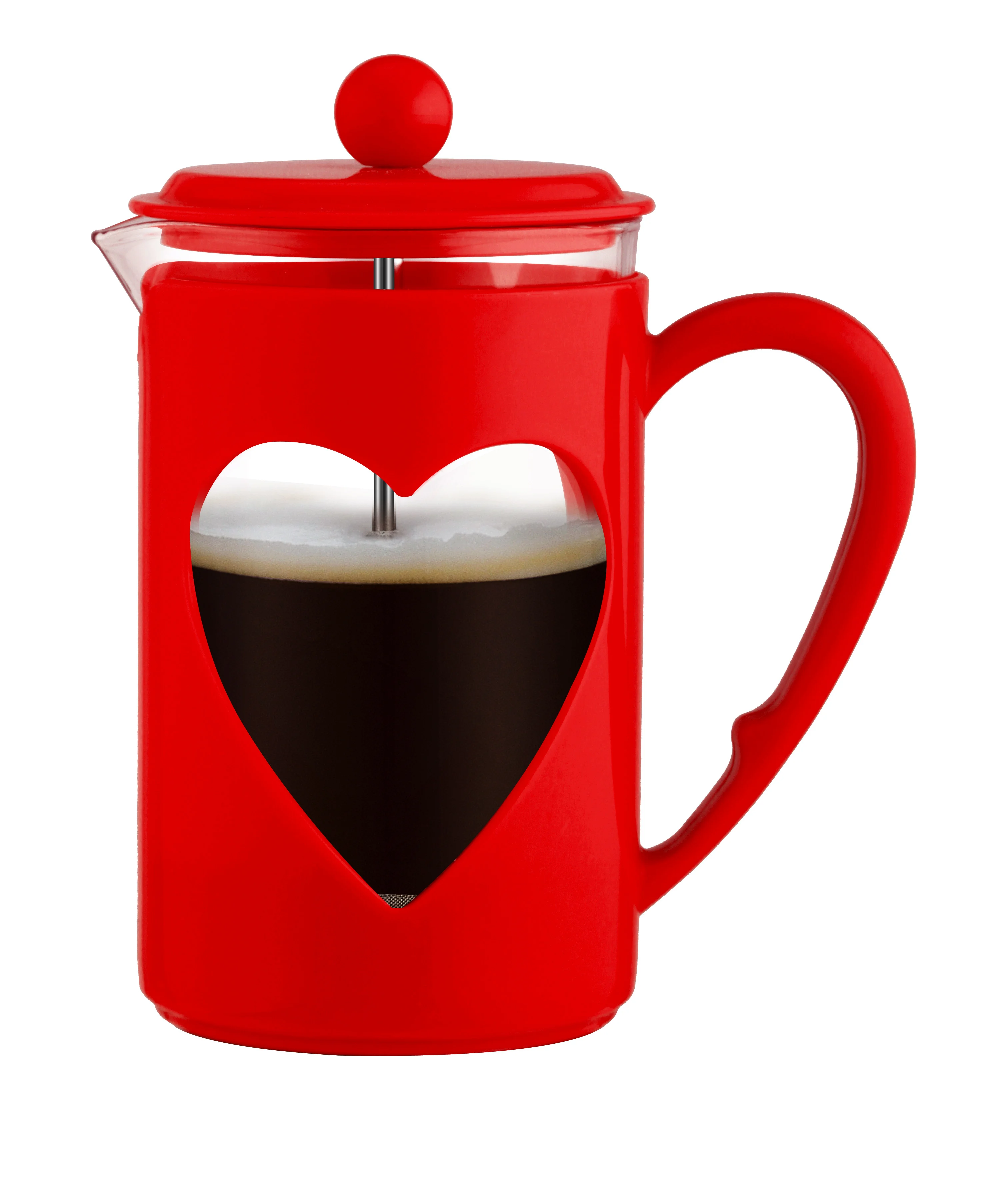 

Plastic Cover Handle Stainless Steel Filter Mesh Red French Press Coffee Maker 350ml