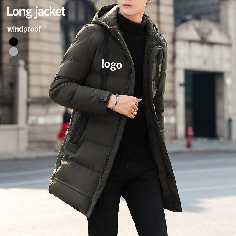 Custom Long Puffer Coats With Hood Cold Winter Long Coat for Men