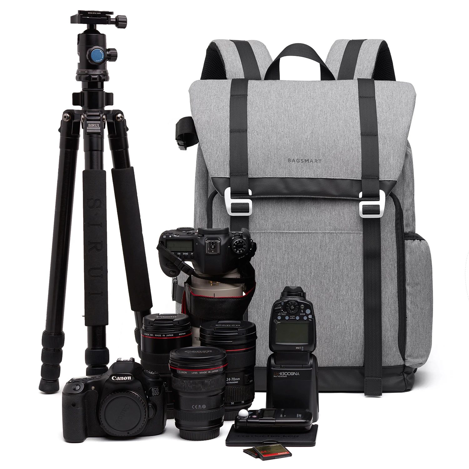 

Stylish multifunction water-resistant polyester travel dslr digital camera backpack, Grey