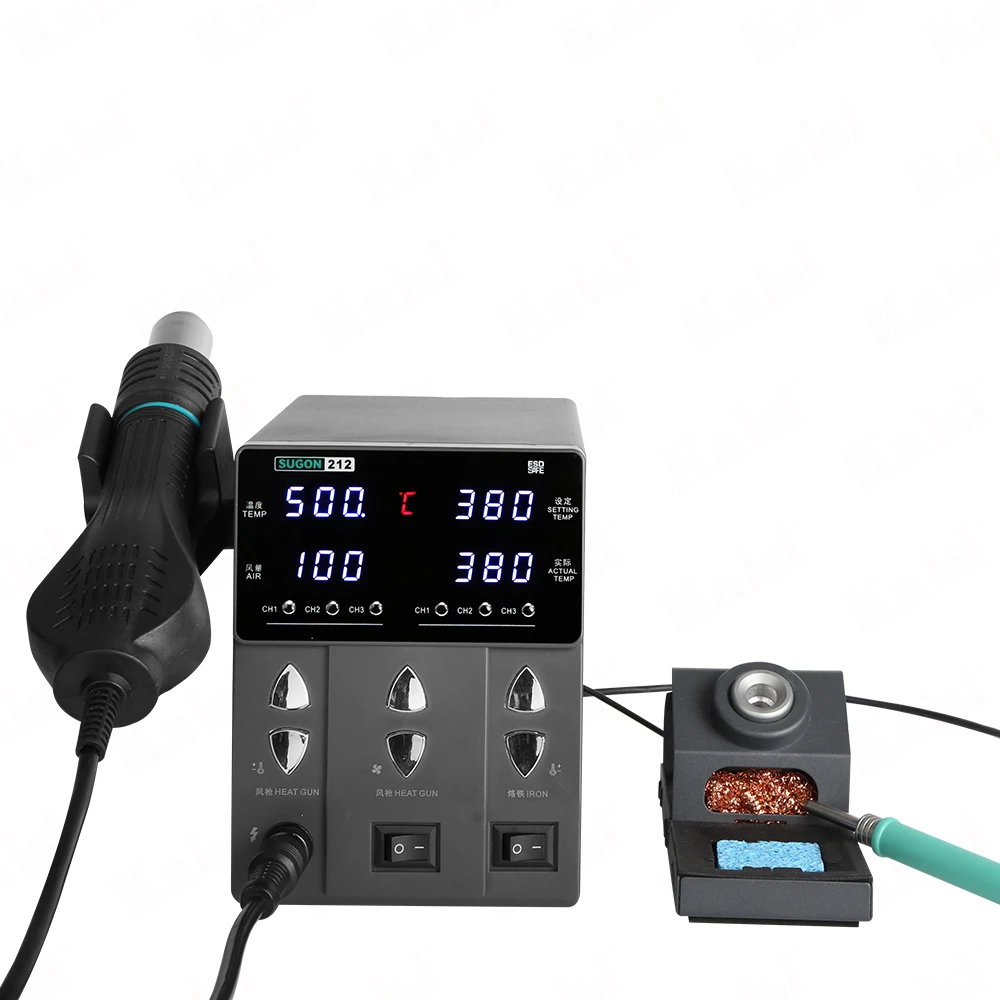 

New design Digital Lead free SUGON 212 Rework station with Electric Soldering Irons & Hot Air Gun