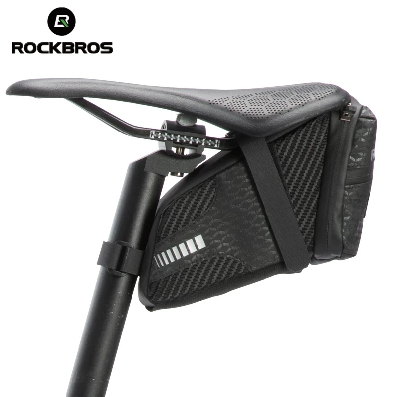 

ROCKBROS bike bags Waterproof Large Capacity Reflective Rear Saddle Bag Bike Accessories Taillight Durable Saddle bag Bicycle, Black