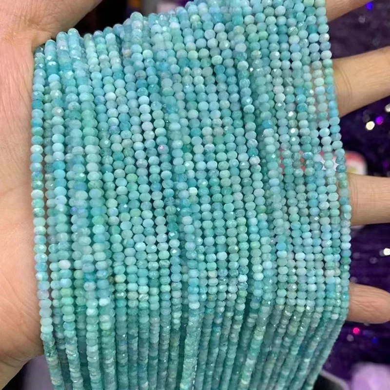 

Hot selling Natural Blue Amazonite Gemstone Beads 2/3/4/2*3mm Faceted Cutting Loose Gems Amazonite Beads for Jewelry Making