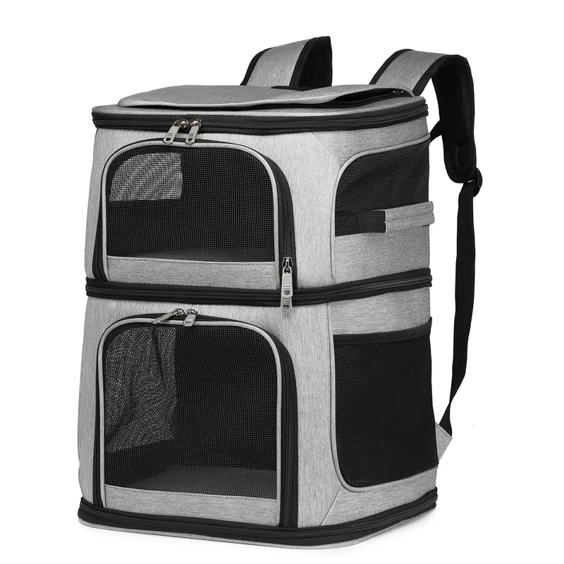 

Ventilated Dual Cabin Design Portable Cats Dogs Travel Outgoing Walking Carriers Durable Expandable Pet Carrier Backpack Bag