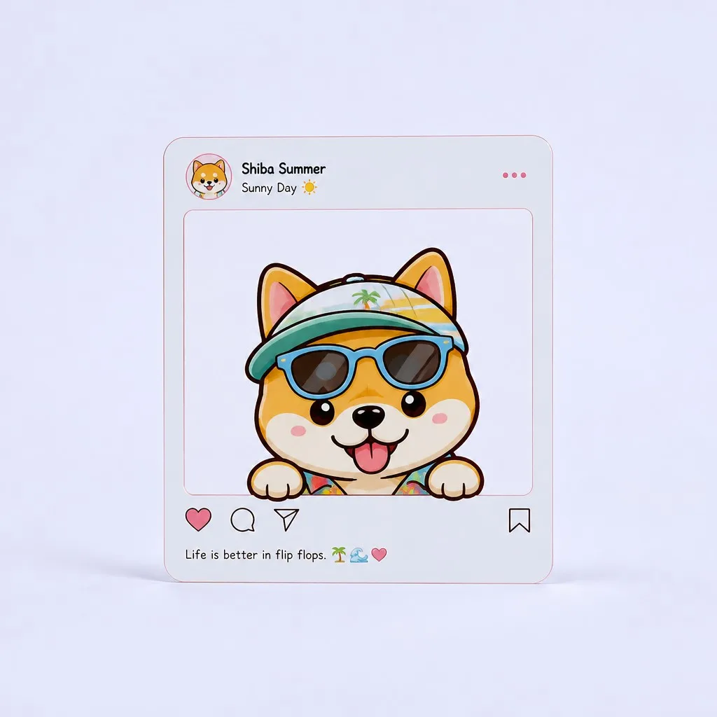 Summer Beach Shiba Transparent Photo Card