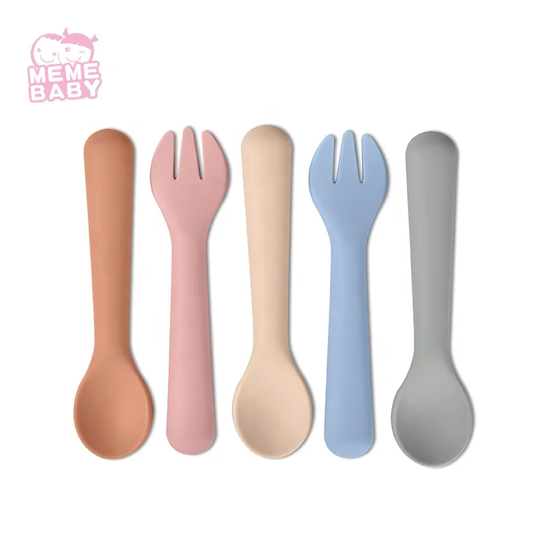 

Amazon Silicone Baby Spoon Fork Eco Friendly Kids Dinnerware Sets Silicone Spoon and Fork Dinner Spoon Custom`s LOGO 36g, Customized color