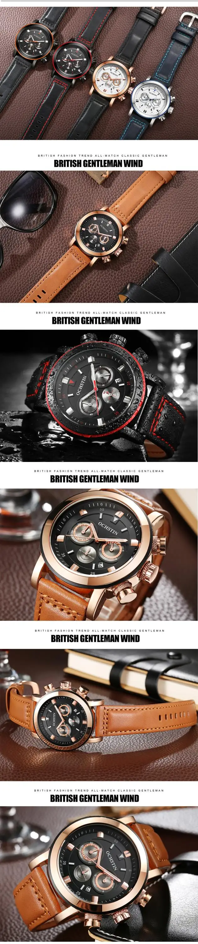 OCHSTIN 2019 Men Sports Quartz Watches Top Brand Luxury Male Timed Movement Waterproof Wristwatch Chronograph Relogio Masculino