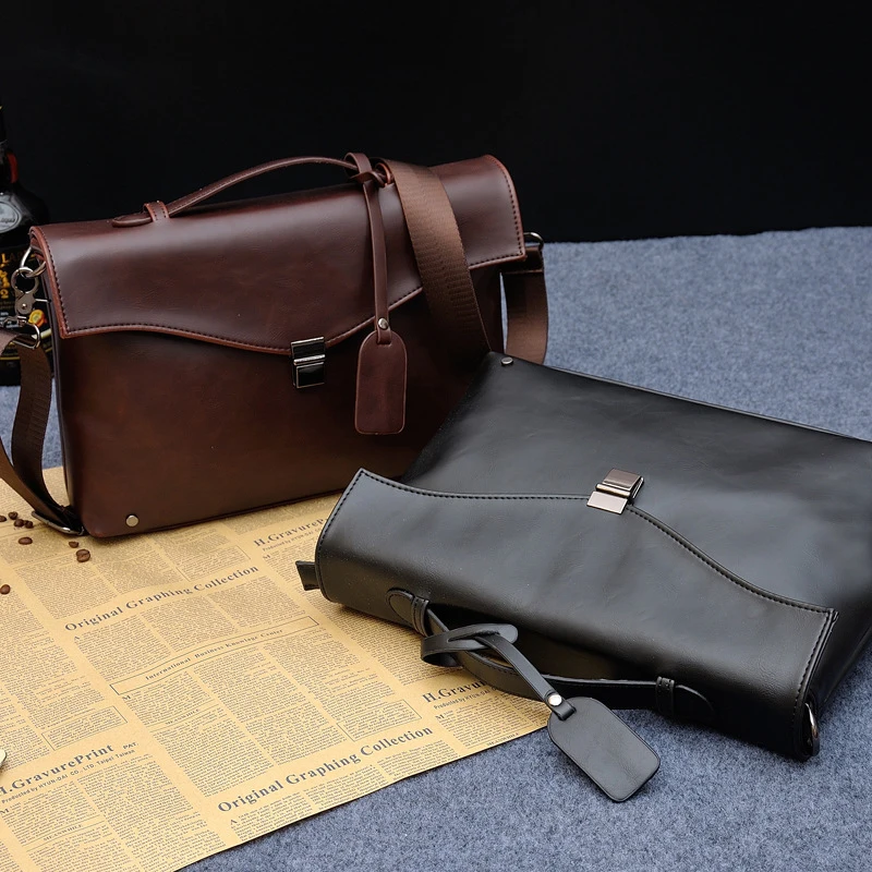 

Women Men Briefcase Crazy Horse PU Leather Men's Messenger Bag Business Laptop Shoulder Bag Casual Travel Cross body Bags