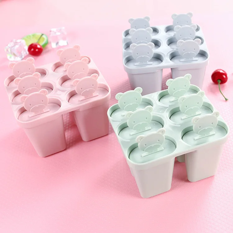 

Cute Diy Combination Plastic Covered Ice Tray Popsicle Ice Cream Bar Mold, Light pink, light green, light blue