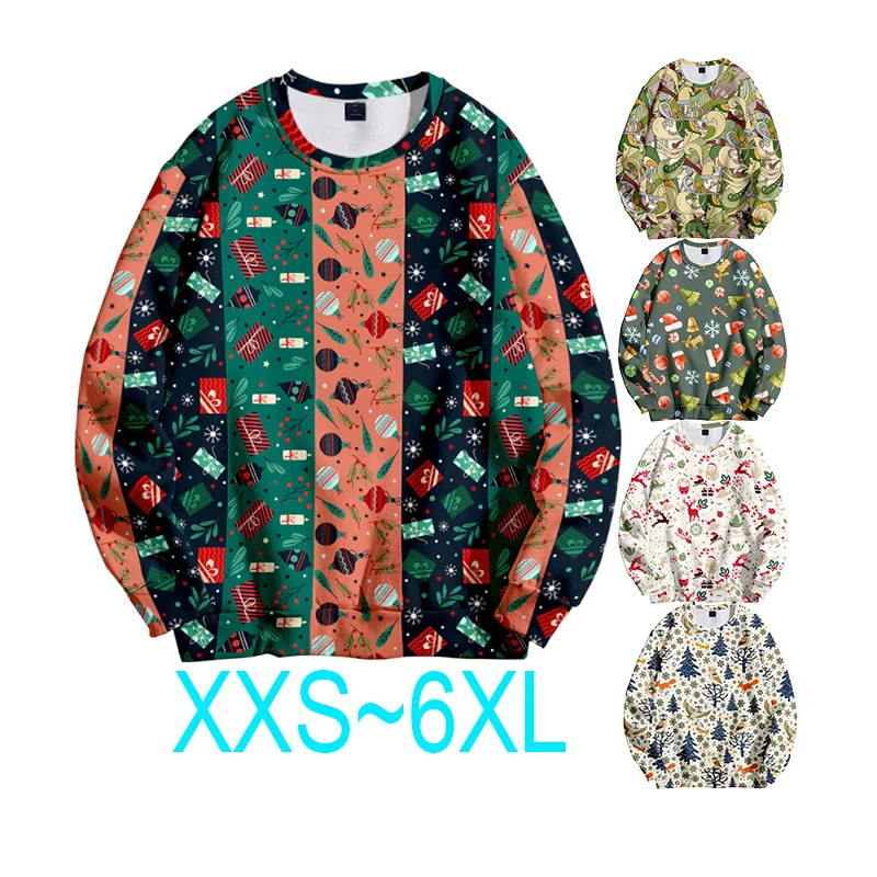 

High Quality Long Sleeve Men'S Sweatshirts Custom Logo Christmas Printed 100% Polyester Oversized Hoodie Pullover Sweatshirt