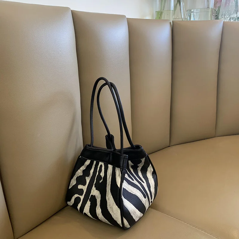 

New design zebra pattern pu leather shoulder women hand bag ladies bucket handbags luxury tote bag, 1colors