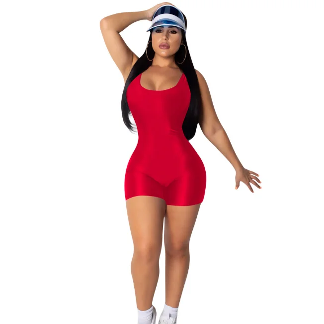 

women Jumpsuit sexy shorts playsuits strapless female sexy skinny solid fitness rompers bodysuits Y11443