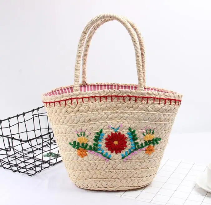 

New summer straw bag round barrel bag women hand bag with handle