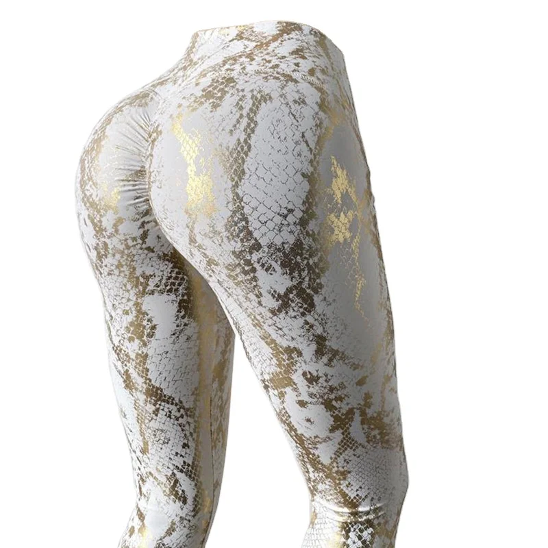 

Ladies Scrunch Butt Lift Yoga Leggings Snake Skinny Patterned Fitness Leggings, As picture