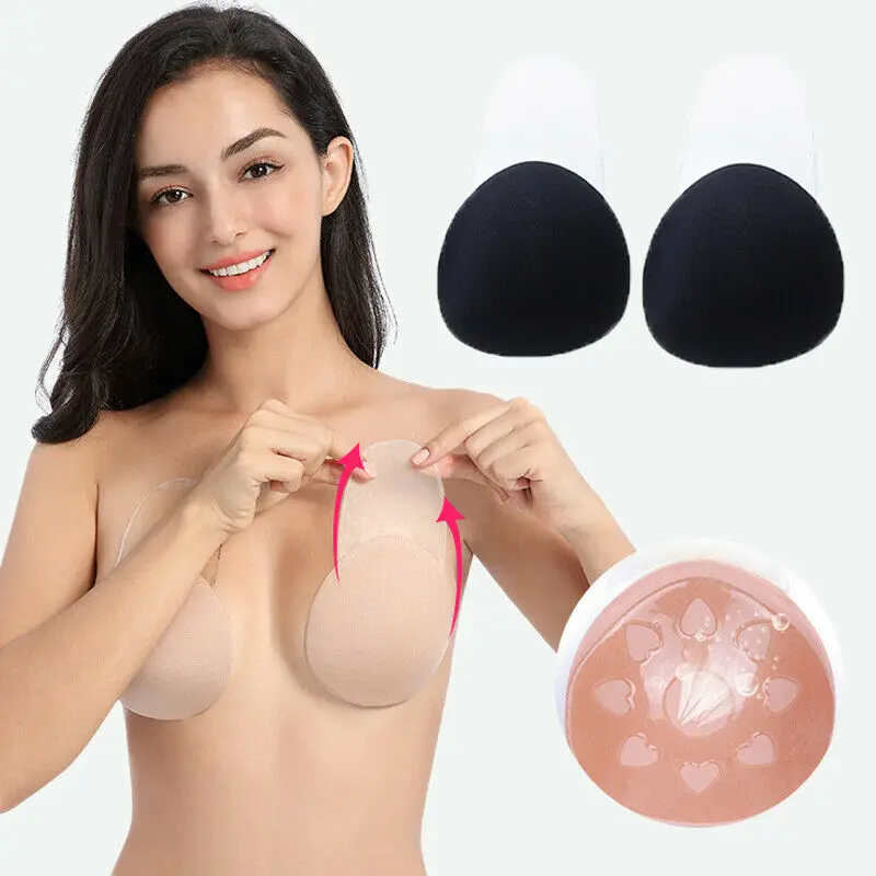 

Hot Sale Amazon Lift Up Backless Sticky Bra Strapless Adhesive Invisible Bra for big size, Nude,black