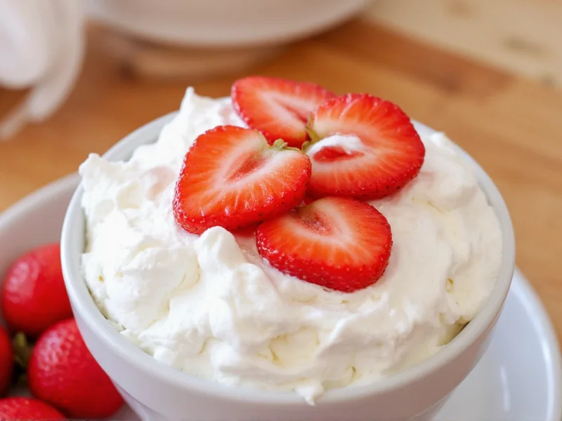 Whipped cream with fresh strawberry topping