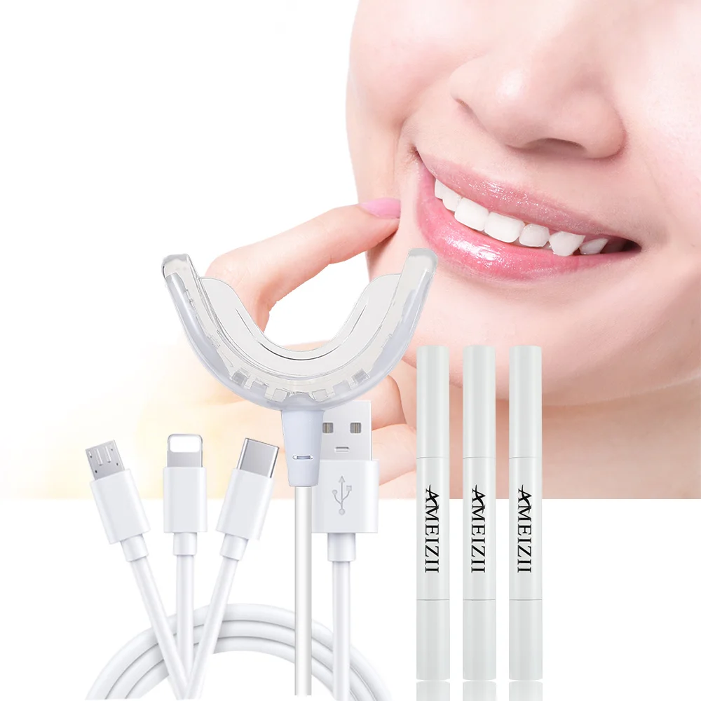 

OEM Teeth Whitening Kit Oral Hygiene Teeth Bleaching Pen LED Blue Lamp Beads Tooth Whitener Blanqueamiento Dental At Home