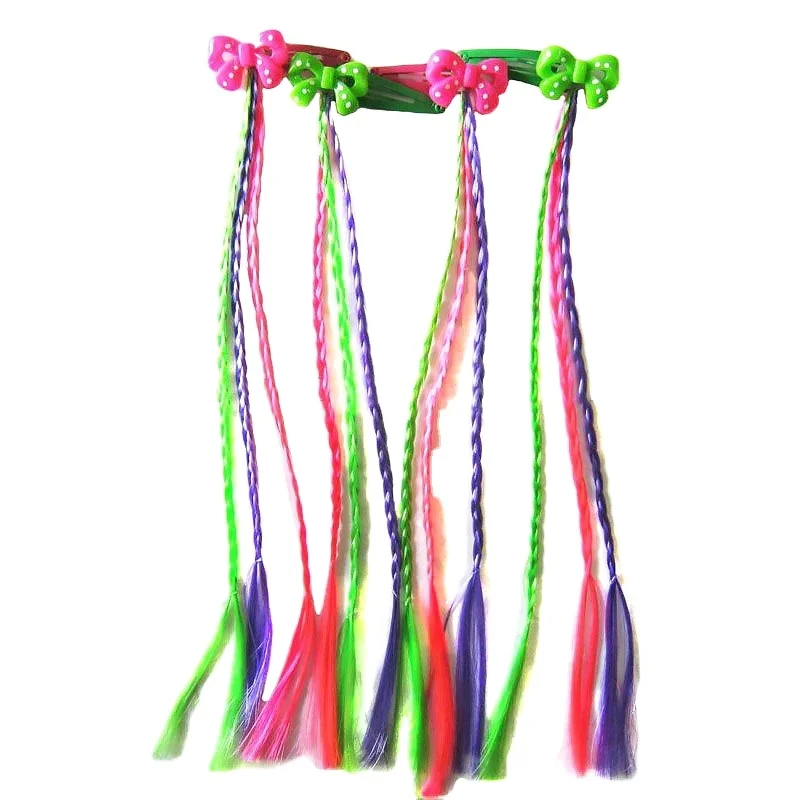 

Fashion synthetic Hair braid Hair Extensions with ribbon bow/ flower
