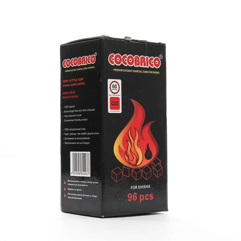 Cocobrico Charcaol 96pcs Quick Light Burn Hookah Shisha Charcoals Coal