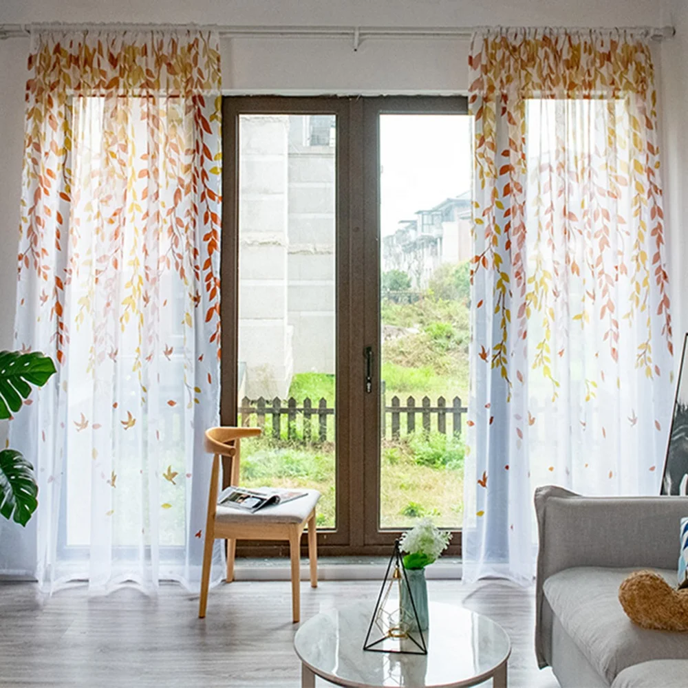 

Ebay Amazon rod pocket ready printed voile curtain cheap home window room transparent sheer curtains