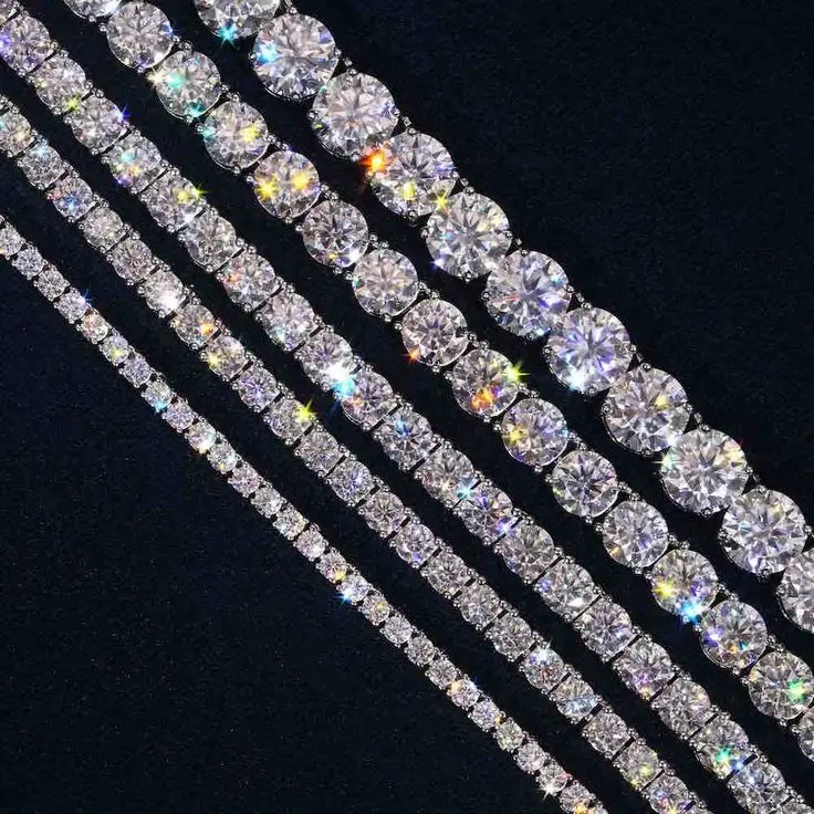18K Gold & Rhodium Plated Hip Hop Zircon Tennis Chain Necklace Stylish 3mm 4mm 5mm Jewelry for Gift Wedding or Anniversary