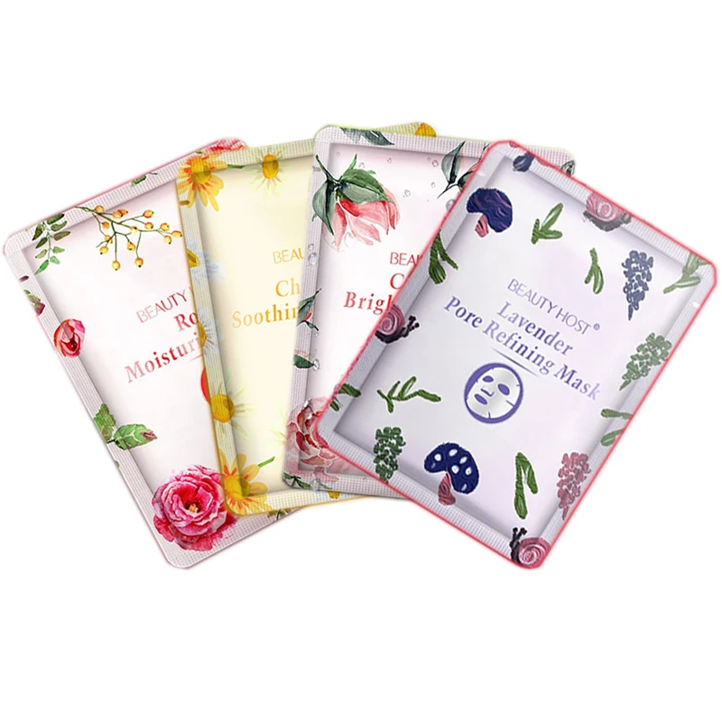 

Private Label Cosmetics Skin Care Natural Flower Rose Lavender Camellia Chamomile Hyaluronic Acid Face Facial Sheet Mask