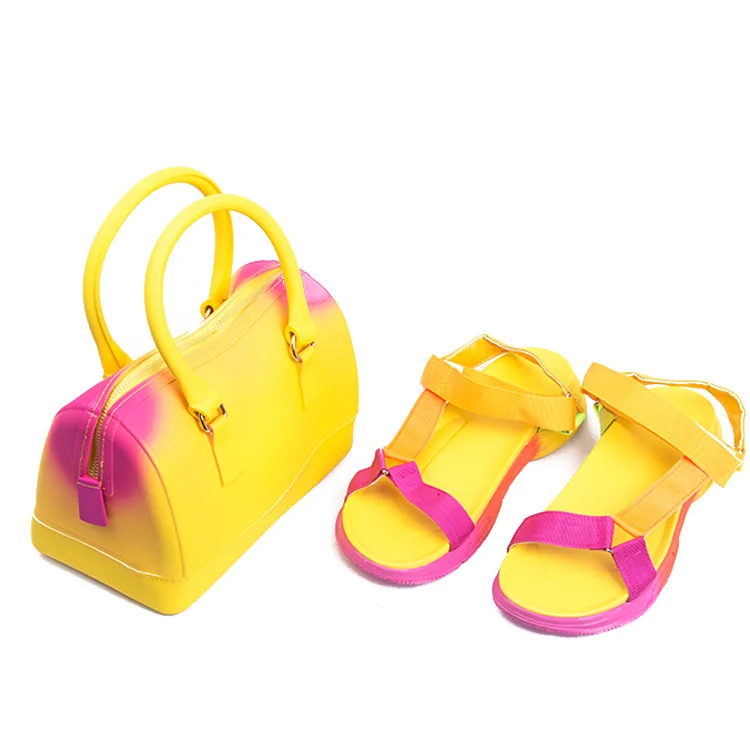 

2021 New Fashion Colorful Hot Summer Sandals and purses sets Europe style Drop Ship For Women And Ladies, 12 colors