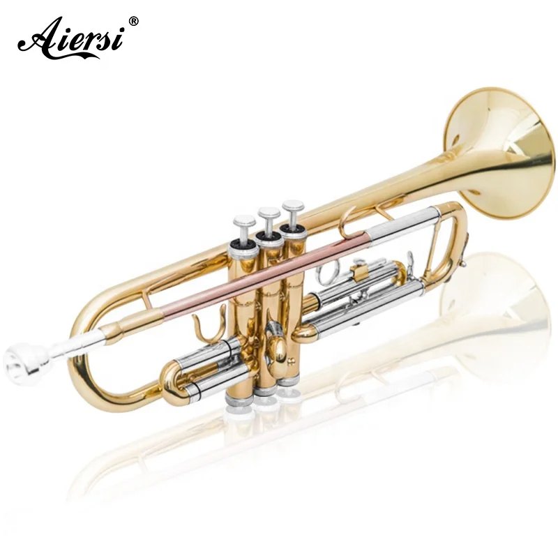 

Aiersi brand OEM ODM Provided Brasswind instrument professional trumpet for sale, Gold