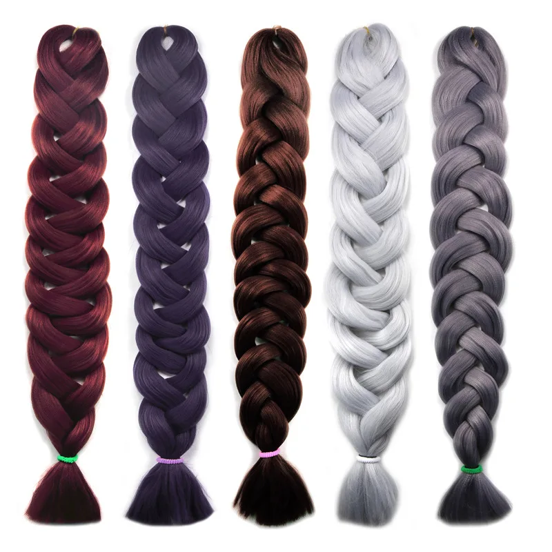 

Factory Wholesale 165g 82 inch Synthetic Hair Super Jumbo Braids With Hair Yaki Texture, Single color, ombre