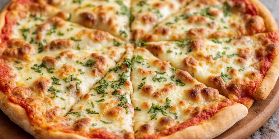 Pizza chef lightly sprinkling dried oregano over a finished pie