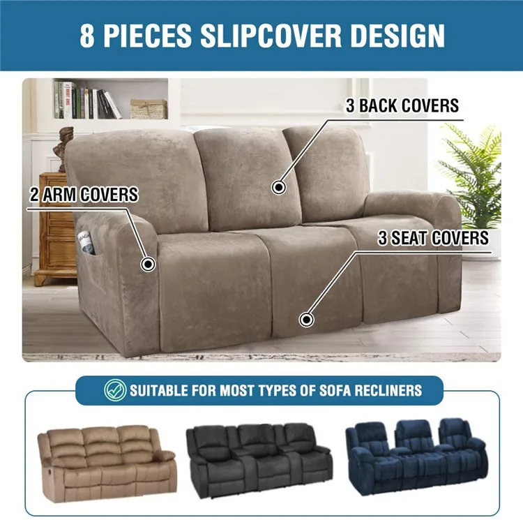 New Hot Sale Stretch Recliner Slipcovers 8 Pieces Recliner Covers