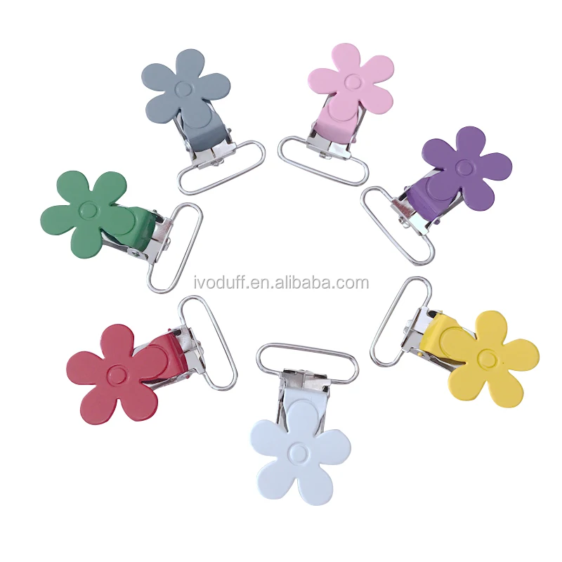 

Ivoduff Supply Metal Flower Shape Pacifier clips, Custom color metal Baby clips for sale, Red