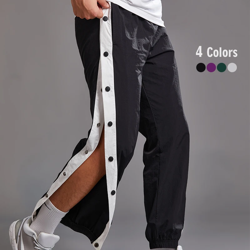 

Custom Logo Man Causal Black Loose Wide Leg Pants Sportswear Nylon Long Trackpants Men