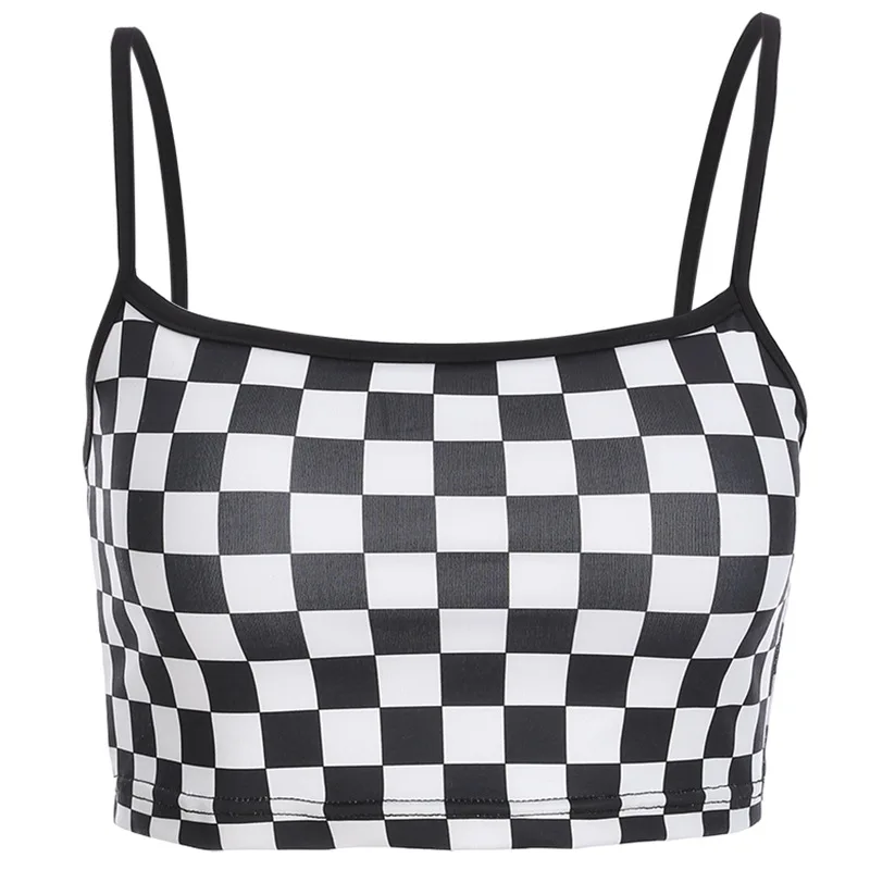 

Womens Checker Tank Cami Crop Top, As the pitures or custom as your request